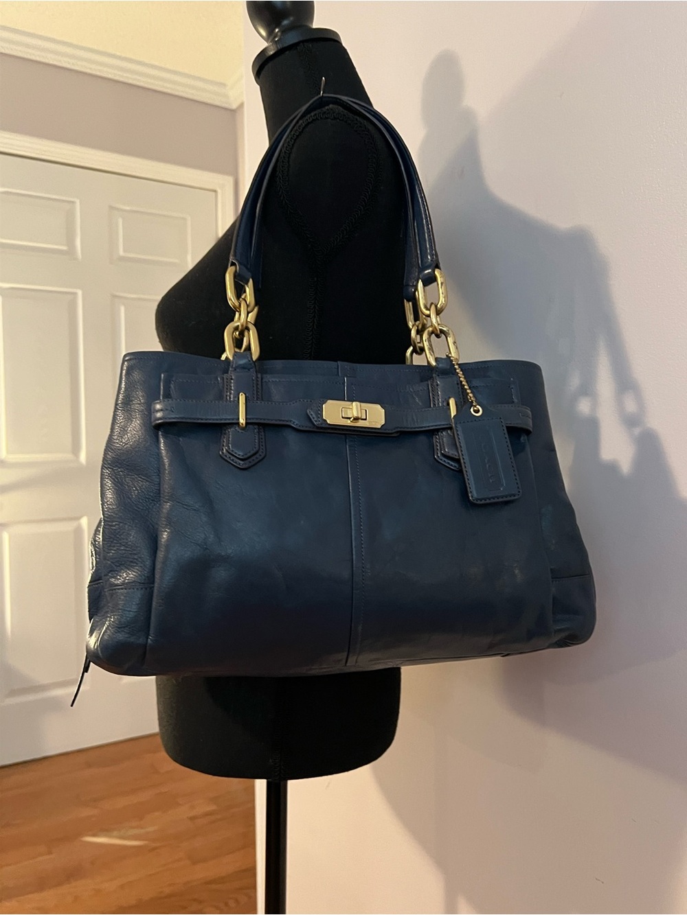 Coach Chelsea Jayden Blue Leather Carryall Handbag